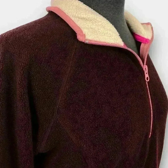 🔵 2/$15 ~ Jalouze‎ ladies medium 1/2 zip light sweater  fleece burgundy - Picture 4 of 7